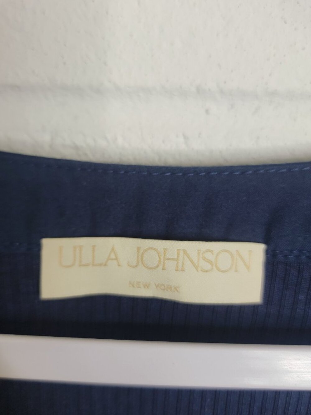 Ulla Johnson Marika Top Navy Blue Size Small Ribbed Puff Sleeve Henley Designer - Picture 4 of 7